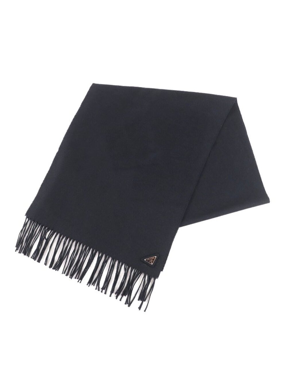 Prada Silk Cashmere Mixed Fringe Scarf Black